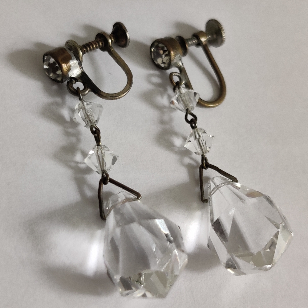 Antique Czech Art Deco Crystal Earrings